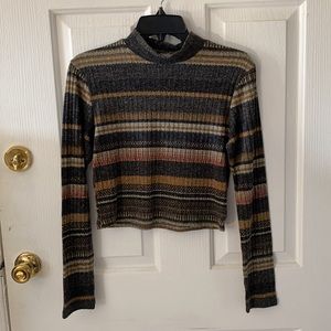 Long sleeve striped sweater shirt